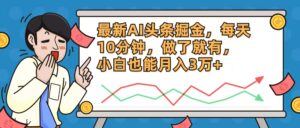 （12021期）最新AI头条掘金，每天10分钟，做了就有，小白也能月入3万+-9527素材资源站