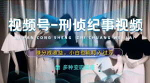 运用刑侦纪实短视频，赚微信视频号分为方案盈利，使用方便，新手入门轻轻松松月入了万【揭密】-9527素材资源站