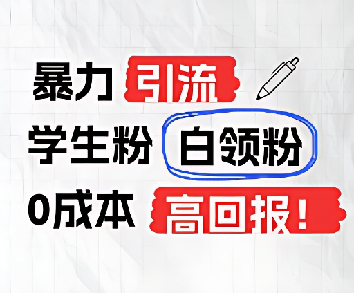 暴力行为引流方法学生们粉上班族粉，完爆过去废弃物游戏玩法，0成本费，高收益-9527素材资源站