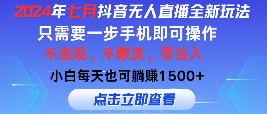（11756期）2024年七月抖音无人在线全新玩法，仅需一部手机即可操作，新手每日也可以…-9527素材资源站