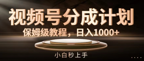 微信视频号分为方案家庭保姆级实例教程，日入1K，新手秒入门【揭密】-9527素材资源站