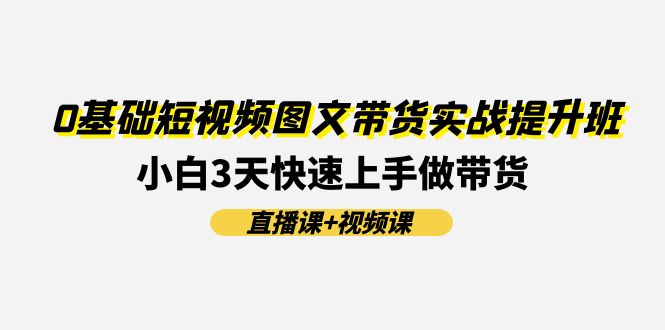0基础短视频图文带货实战提升班，小白3天快速上手做带货(直播课+视频课)-9527素材资源站