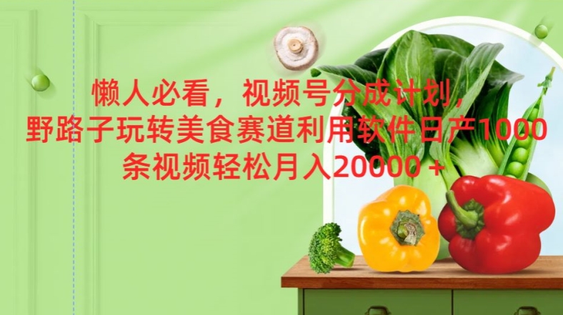 懒人神器必读，微信视频号分为方案，歪门邪道轻松玩特色美食跑道利用计算机，日产100条短视频-9527素材资源站