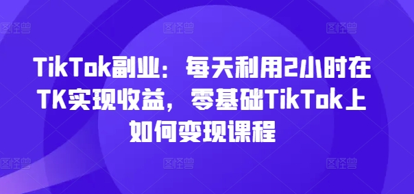 TikTok第二职业：每日运用2个小时在TK实现收益，零基础TikTok上如何盈利课程内容-9527素材资源站