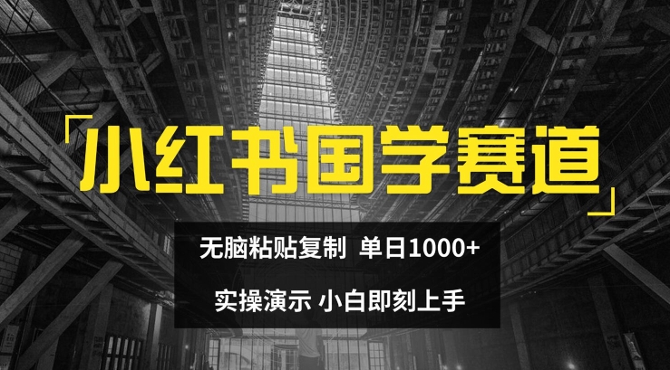 小红书的国学经典跑道，没脑子粘贴复制，单日1K，实际操作演试，新手立刻入门【揭密】-9527素材资源站