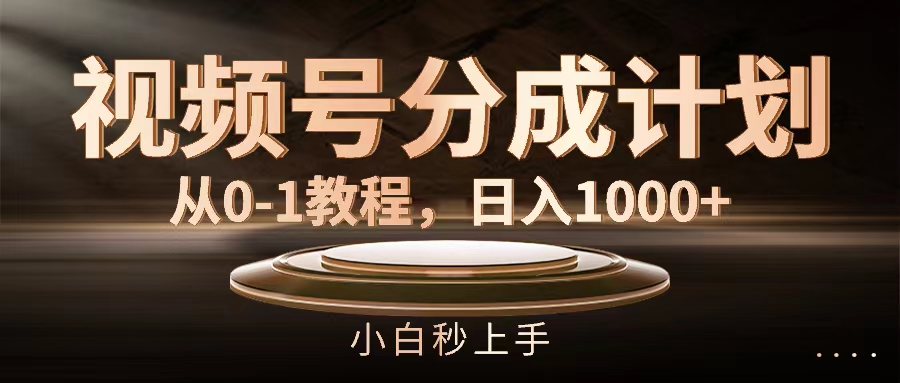 （11931期）微信视频号分为方案，从0-1实例教程，日入1000-9527素材资源站