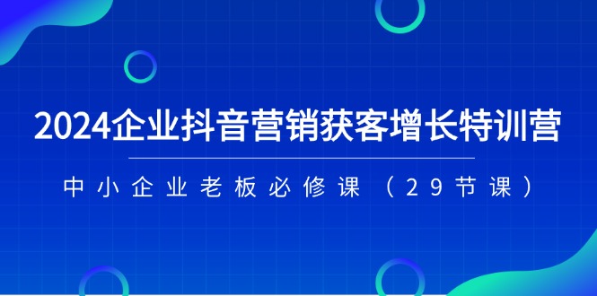 2024企业抖音营销拓客提高夏令营，中小型企业老总必修课程（29堂课）-蓝悦网_分享蓝悦网创业资讯_最新网络项目资源-9527素材资源站