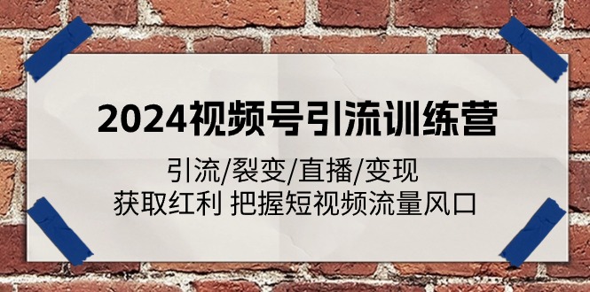 2024视频号引流夏令营：引流方法/裂变式/直播间/转现 获得收益 掌握自媒体流量出风口-蓝悦网_分享蓝悦网创业资讯_最新网络项目资源-9527素材资源站