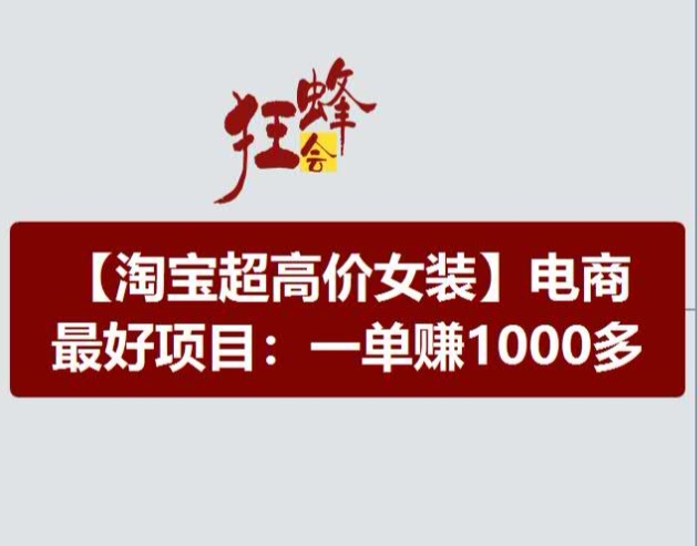 淘宝超高价女装项目，电商最好赛道，一单赚1000多-9527素材资源站