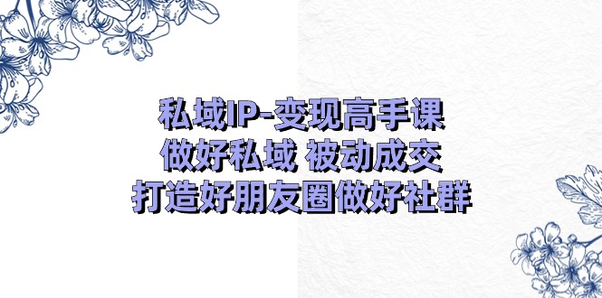公域IP转现大神课：搞好公域处于被动交易量，打造好微信朋友圈搞好社群营销（18节）-9527素材资源站