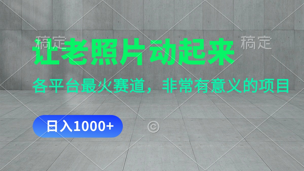 （11671期）让老照片动起来，一天转现1000 ，各个平台最红跑道，看了便会-9527素材资源站