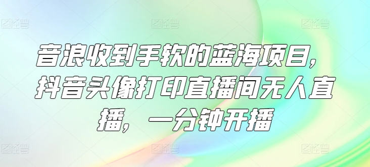 音浪收到手软的蓝海项目，抖音头像打印直播间无人直播，一分钟开播-9527素材资源站