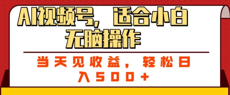 ai视频号，适合小白无脑操作，当天见收益，轻松日入5张-9527素材资源站