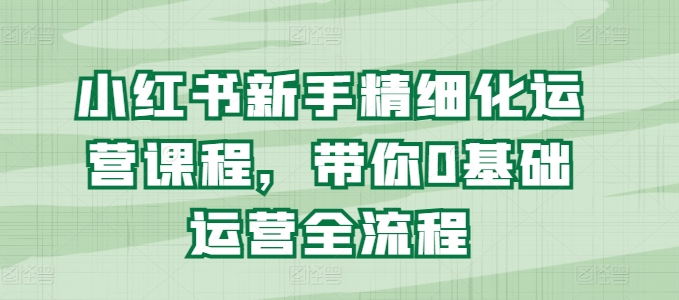 小红书的初学者精细化营销课程内容，陪你0基础运营全过程-9527素材资源站