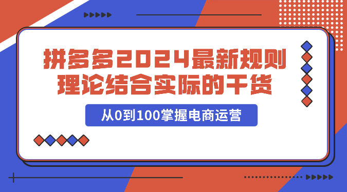 拼多多平台2024全新标准理论与实践相结合的干货知识，从0到100把握网店运营-9527素材资源站