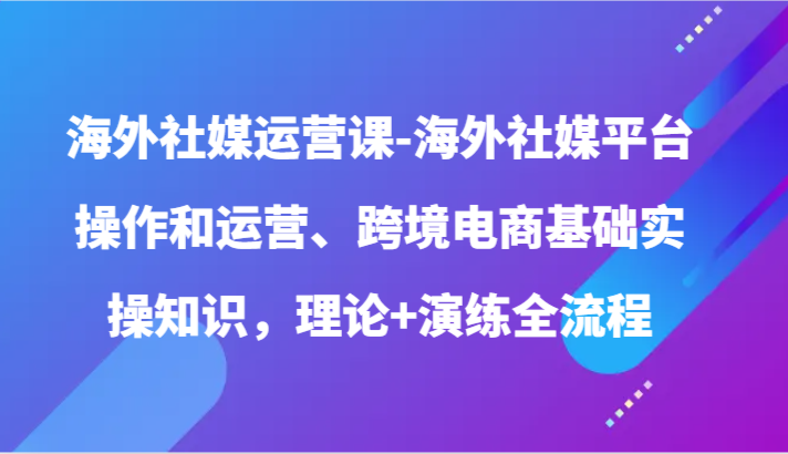国外社交媒体运营课-国外社交媒体平台操作和经营、跨境电子商务基本实际操作专业知识，基础理论 演习全过程-9527素材资源站