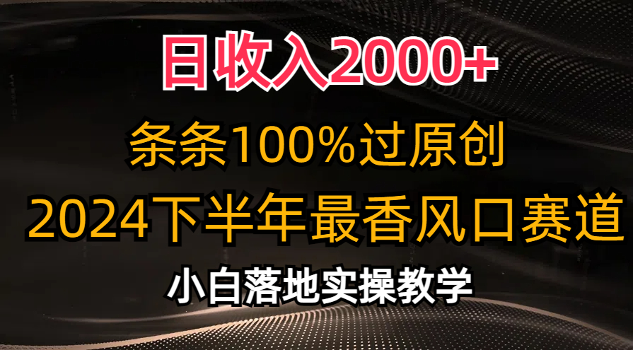 （10951期）日收益2000 ，一条条100%过原创设计，2024后半年最香出风口跑道，新手快速上手-9527素材资源站