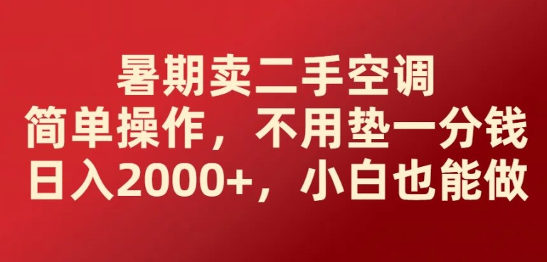 暑假卖二手空调易操作，无需垫一分钱日入2000 ，新手也可以做-9527素材资源站