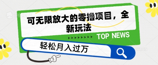 可放大化的零撸新项目，全新玩法，一天单机版撸个50 没什么问题【揭密】-9527素材资源站