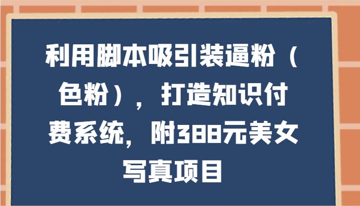 运用脚本制作吸引住装B粉（颜料），打造出知识付费系统，附388元美女写真新项目-9527素材资源站