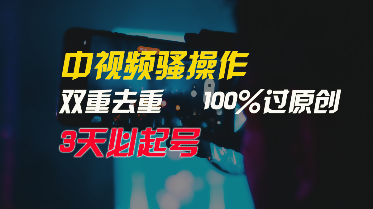 中视频迷之操作，双向去重复100%过原创设计，3天比必养号，简易没脑子，月入3W-9527素材资源站