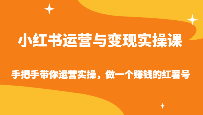 小红书运营与转现实操课-从零陪你经营实际操作，做一个挣钱的地瓜号-9527素材资源站