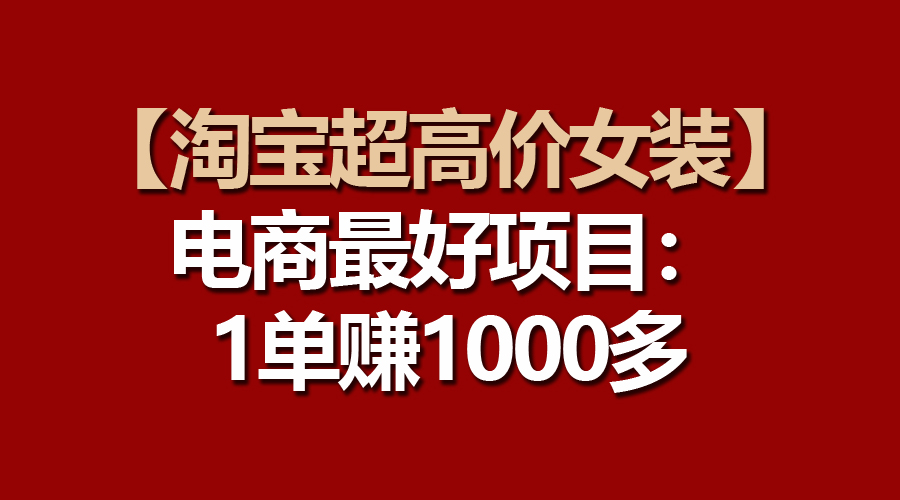 （10514期）【淘宝网超高价位品牌女装】电子商务最好是新项目：一单赚1000多-9527素材资源站
