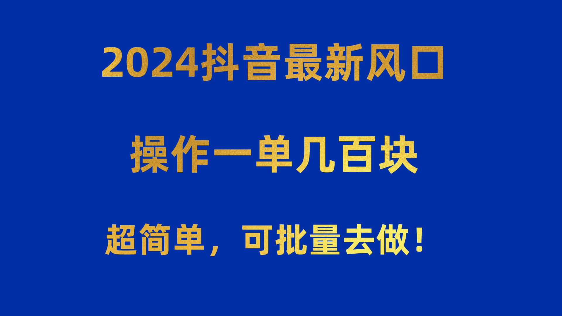 （10413期）2024抖音最新出风口！实际操作一单几百元！超级简单，可大批量去干！！！-9527素材资源站