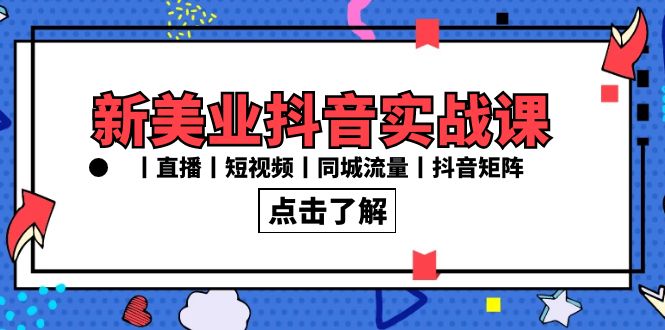 新美业抖音实战课丨直播丨短视频丨同城流量丨抖音矩阵（30节课）-9527素材资源站