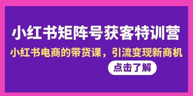 小红书的矩阵账号拓客夏令营-第10期，小红书电商的卖货课，引流变现商机-9527素材资源站