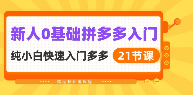（10299期）新人0基础拼多多入门，​纯小白快速入门多多（21节课）-9527素材资源站