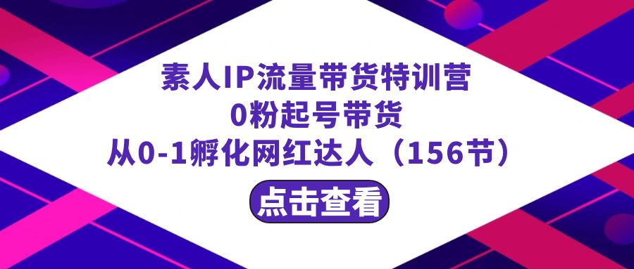 繁星·计划素人IP流量带货特训营：0粉起号带货 从0-1孵化网红达人（156节）-9527素材资源站