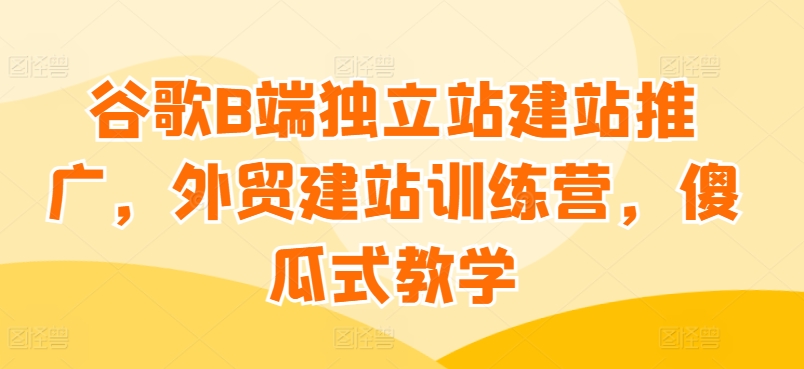 谷歌搜索B端独立站建站营销推广，外贸网站建设夏令营，简单化课堂教学-9527素材资源站
