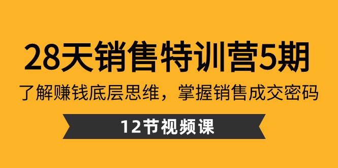28天市场销售夏令营5期：掌握挣钱思维模式，把握销售成交登陆密码（12堂课）-9527素材资源站