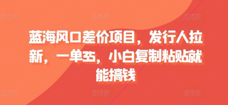 蓝海风口价格差新项目，外国投资者引流，一单35，新手拷贝就可弄钱-9527素材资源站