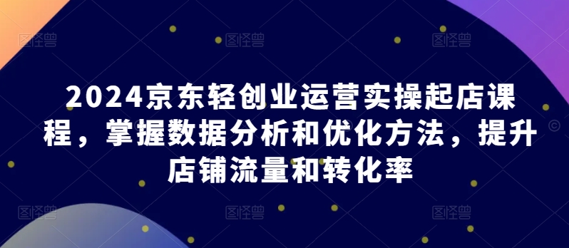 2024京东轻创业运营实操起店课程，掌握数据分析和优化方法，提升店铺流量和转化率-9527素材资源站
