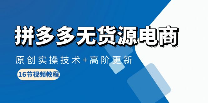 （10015期）拼多多无货源电子商务，原创设计实际操作技术性 高级升级（16节视频教学）-9527素材资源站