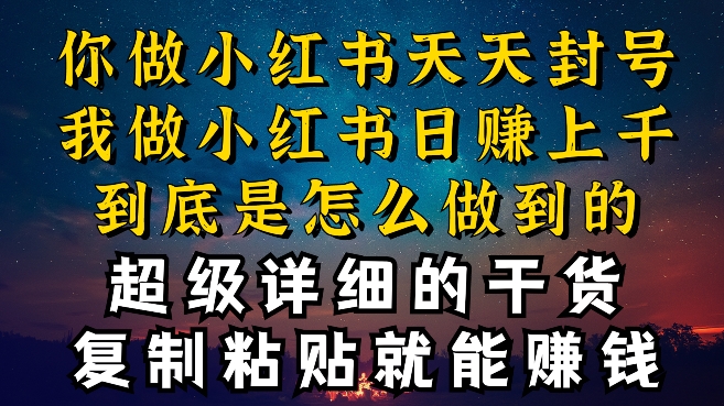 都清楚小红书的能引流方法私域变现，可是为什么我可以一天引流方法几十人转现过千，而你却不断封禁违反规定被过流保护【揭密】-9527素材资源站
