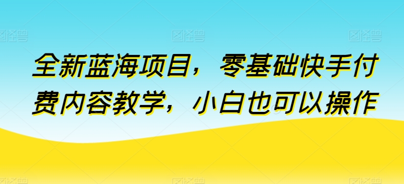 全新升级蓝海项目，零基础快手视频付费视频课堂教学，新手也可以操作【揭密】-9527素材资源站