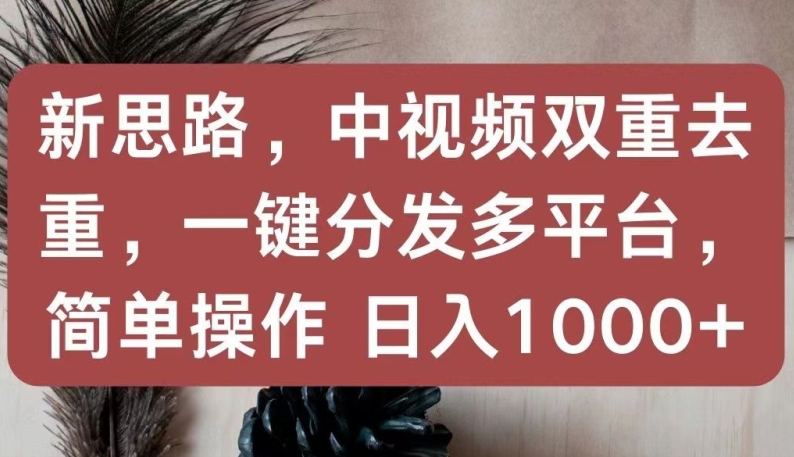 新思路，中视频双重去重，一键分发多平台，简单操作，日入1000+【揭秘】-9527素材资源站