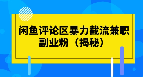 闲鱼评论区暴力截流兼职副业粉(揭秘)-暖阳网-蓝悦网,福缘网,冒泡网资源整合-9527素材资源站