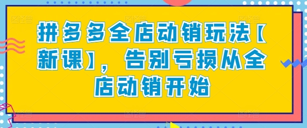 拼多多全店动销玩法【新课】，告别亏损从全店动销开始-9527素材资源站