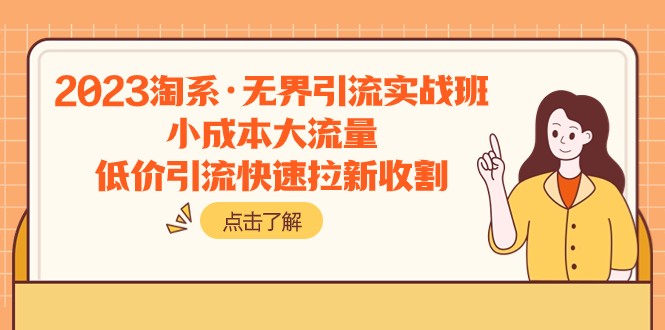 2023淘宝·无边引流方法实战演练班：低成本高流量，低价引流迅速引流收种-9527素材资源站