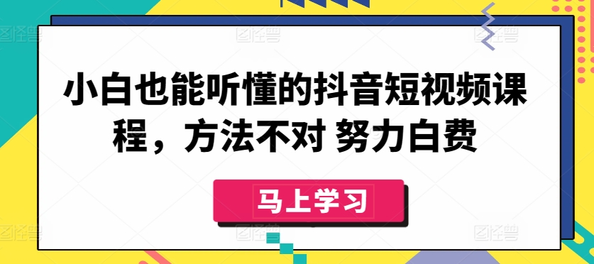 小白也能听懂的抖音短视频课程，方法不对 努力白费-9527素材资源站