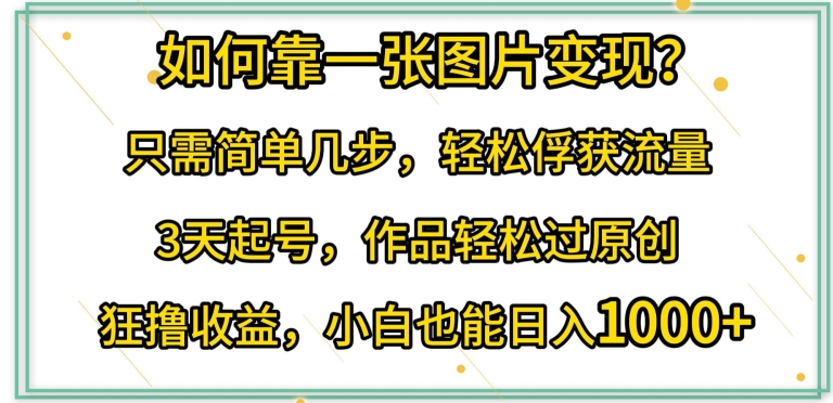 如何靠一张图片变现?只需简单几步，轻松俘获流量，3天起号，作品轻松过原创【揭秘】-9527素材资源站