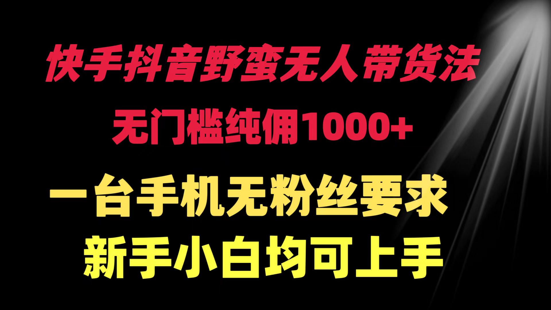 （9552期）快手抖音粗暴没有人卖货法 零门槛纯佣1000  一台手机无粉丝们规定新手入门…-9527素材资源站