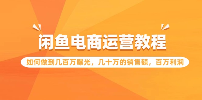 （9560期）闲鱼平台网店运营实例教程：怎样做到上百万曝出，几十万的销售总额，上百万盈利-9527素材资源站