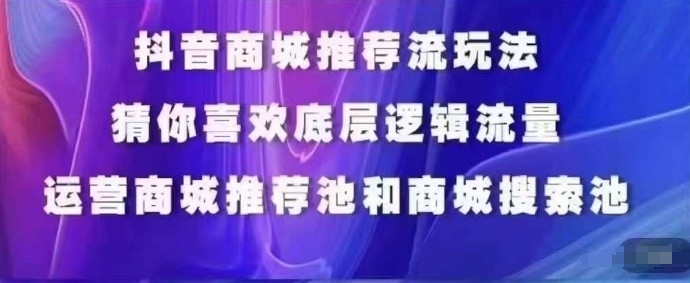 抖音商城运营课程，猜你喜欢入池商城搜索商城推荐人群标签覆盖-9527素材资源站