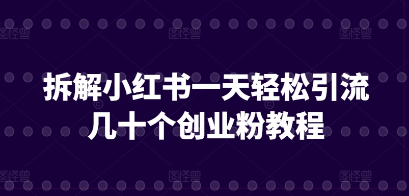 拆解小红书一天轻松引流几十个创业粉教程-9527素材资源站