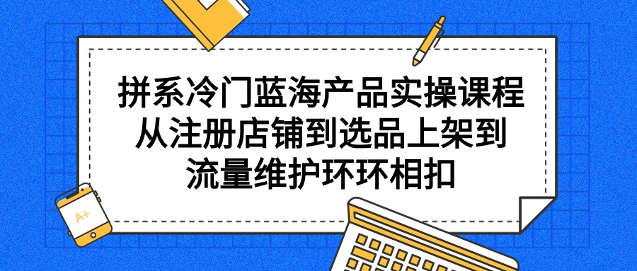 （9527期）拼系小众蓝海产品实操课程，从注册店铺到选款上架到总流量维护保养一环扣一环-9527素材资源站